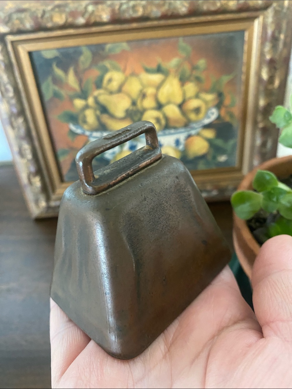 Vintage Brown Metal Cowbell
